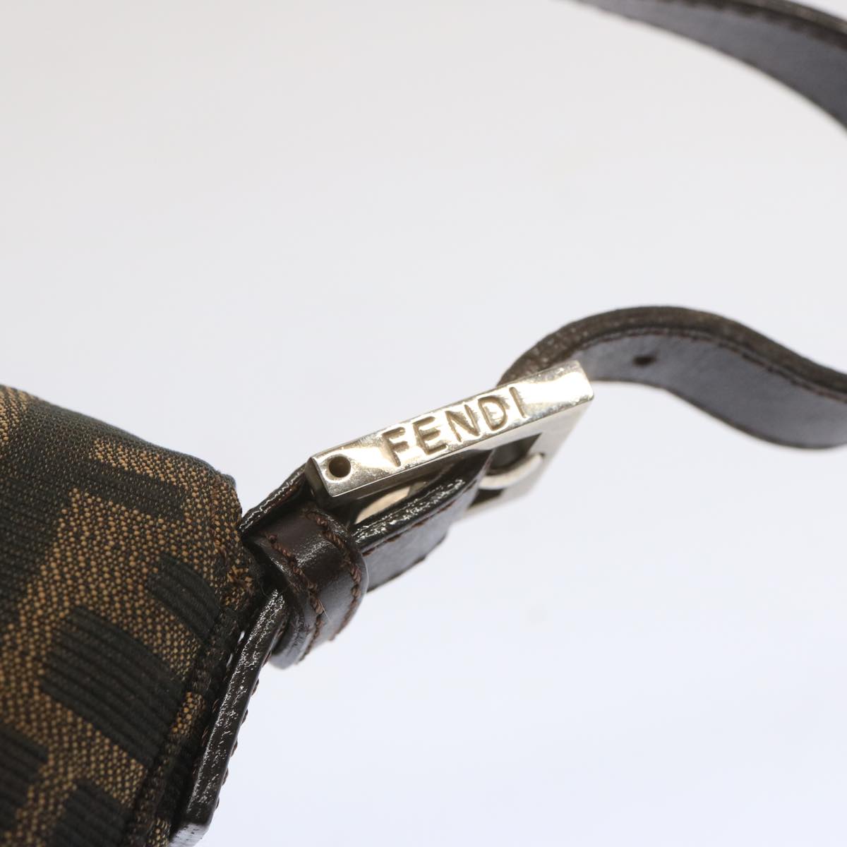 FENDI Zucca Canvas Mamma Baguette Shoulder Bag Black Brown68148