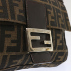 FENDI Zucca Canvas Mamma Baguette Shoulder Bag Black Brown68148
