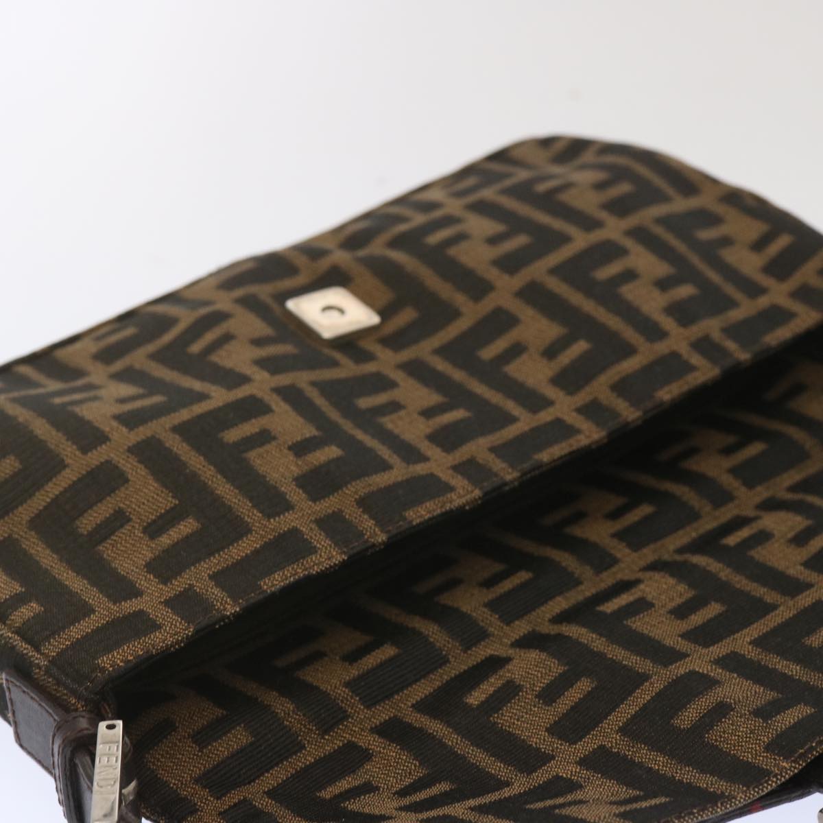 FENDI Zucca Canvas Mamma Baguette Shoulder Bag Black Brown68148