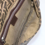 FENDI Zucca Canvas Mamma Baguette Shoulder Bag Black Brown68148