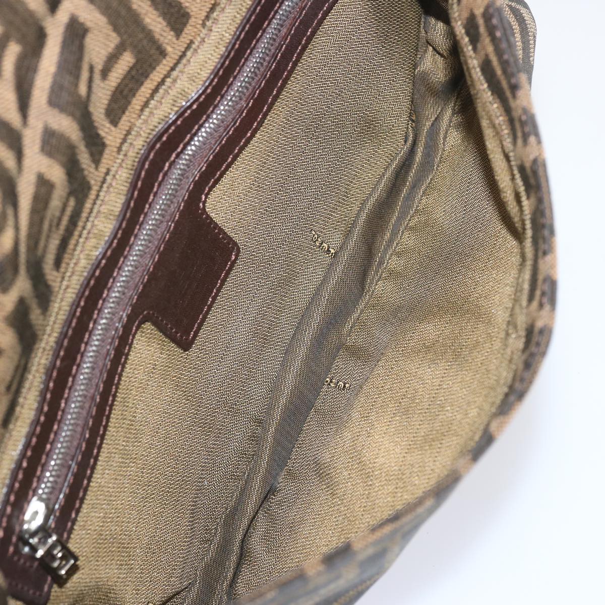 FENDI Zucca Canvas Mamma Baguette Shoulder Bag Black Brown68148