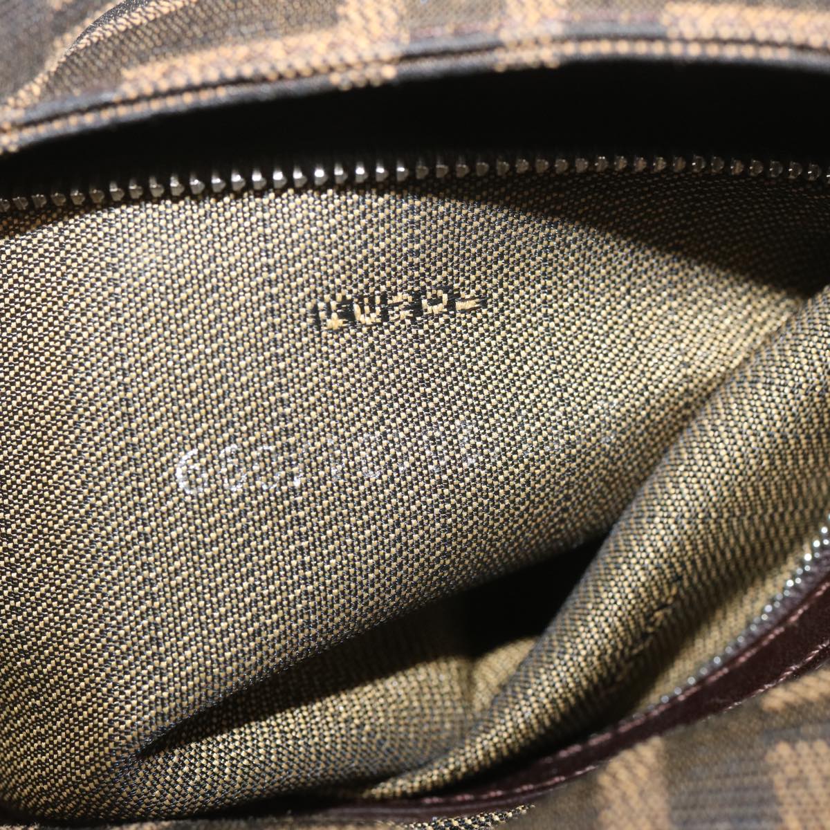 FENDI Zucca Canvas Mamma Baguette Shoulder Bag Black Brown68148