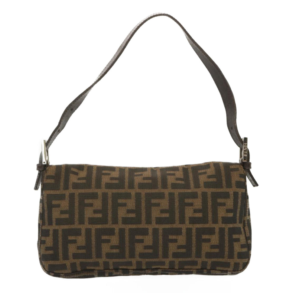 FENDI Zucca Canvas Mamma Baguette Shoulder Bag Black Brown68148
