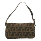 FENDI Zucca Canvas Mamma Baguette Shoulder Bag Black Brown68148