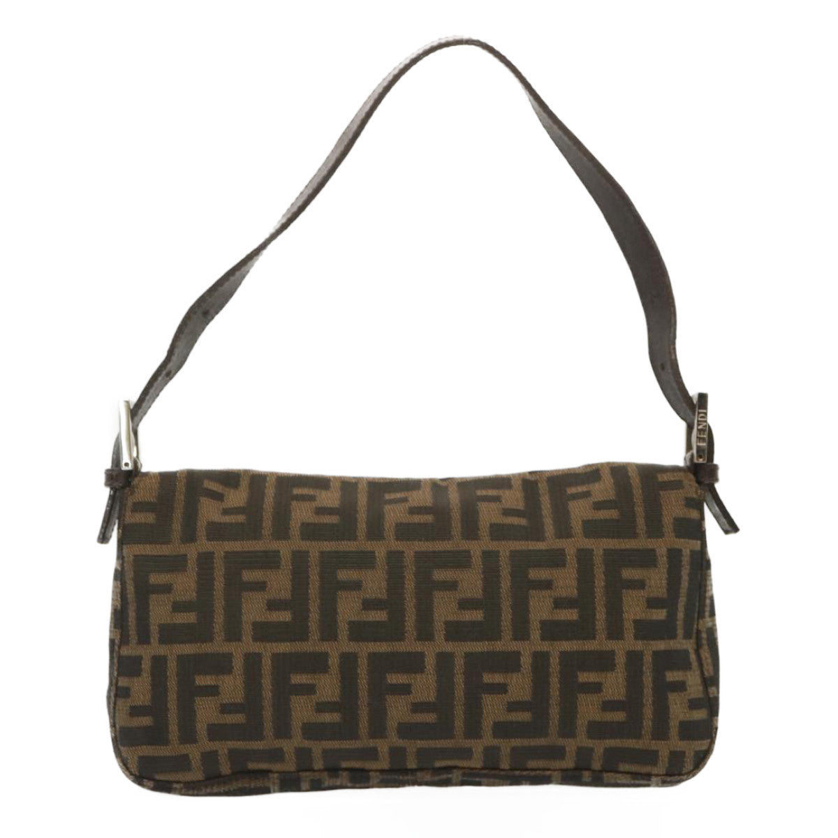 FENDI Zucca Canvas Mamma Baguette Shoulder Bag Black Brown68148