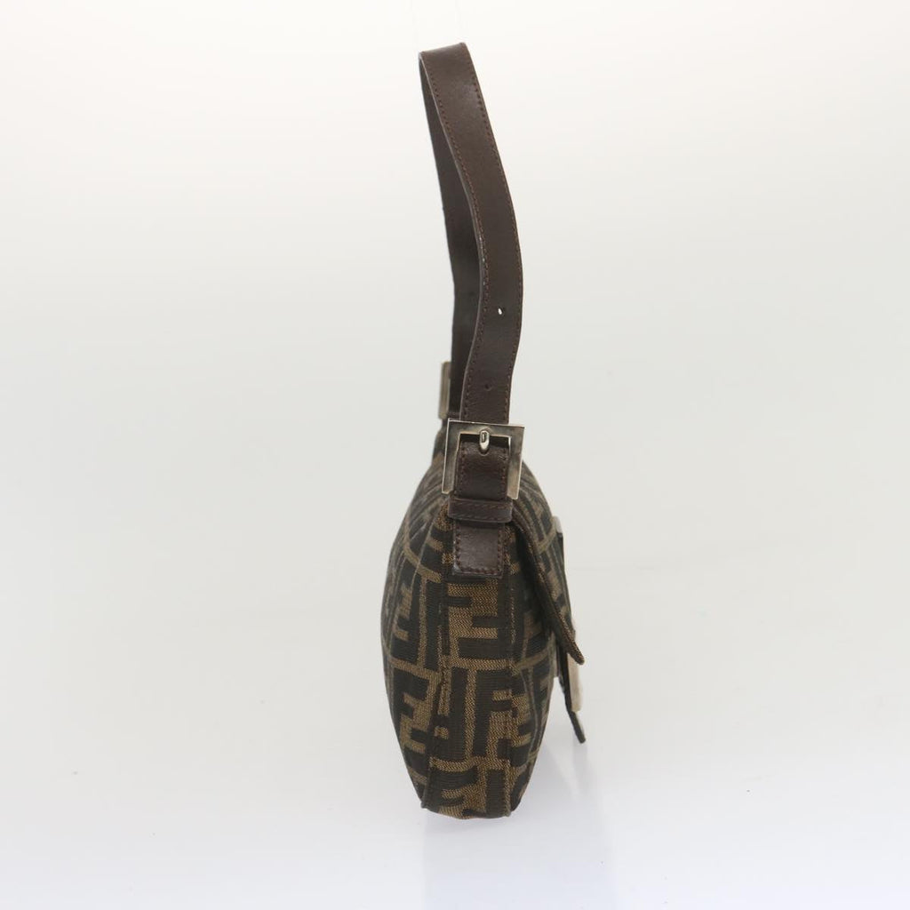 FENDI Zucca Canvas Mamma Baguette Shoulder Bag Black Brown68148