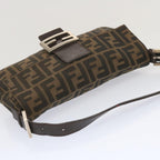 FENDI Zucca Canvas Mamma Baguette Shoulder Bag Black Brown68148