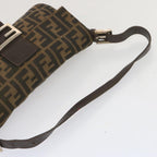 FENDI Zucca Canvas Mamma Baguette Shoulder Bag Black Brown68148