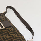 FENDI Zucca Canvas Mamma Baguette Shoulder Bag Black Brown68148