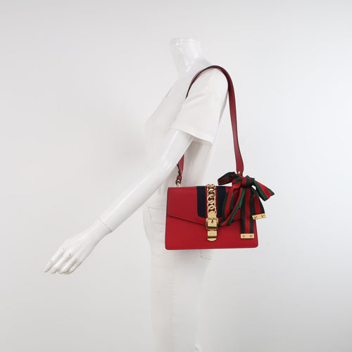 Gucci Sylvie Small Leather and Canvas Shoulder Bag 250430781173213