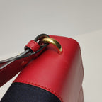 Gucci Sylvie Small Leather Shoulder Bag with Metal Buckle and Web Strap 047853000395