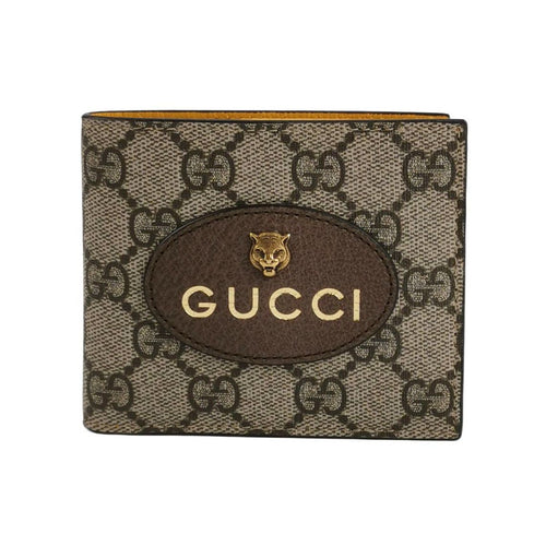 Gucci Neo Vintage Leather GG Monogram Tiger Head Logo Wallet 057850100155