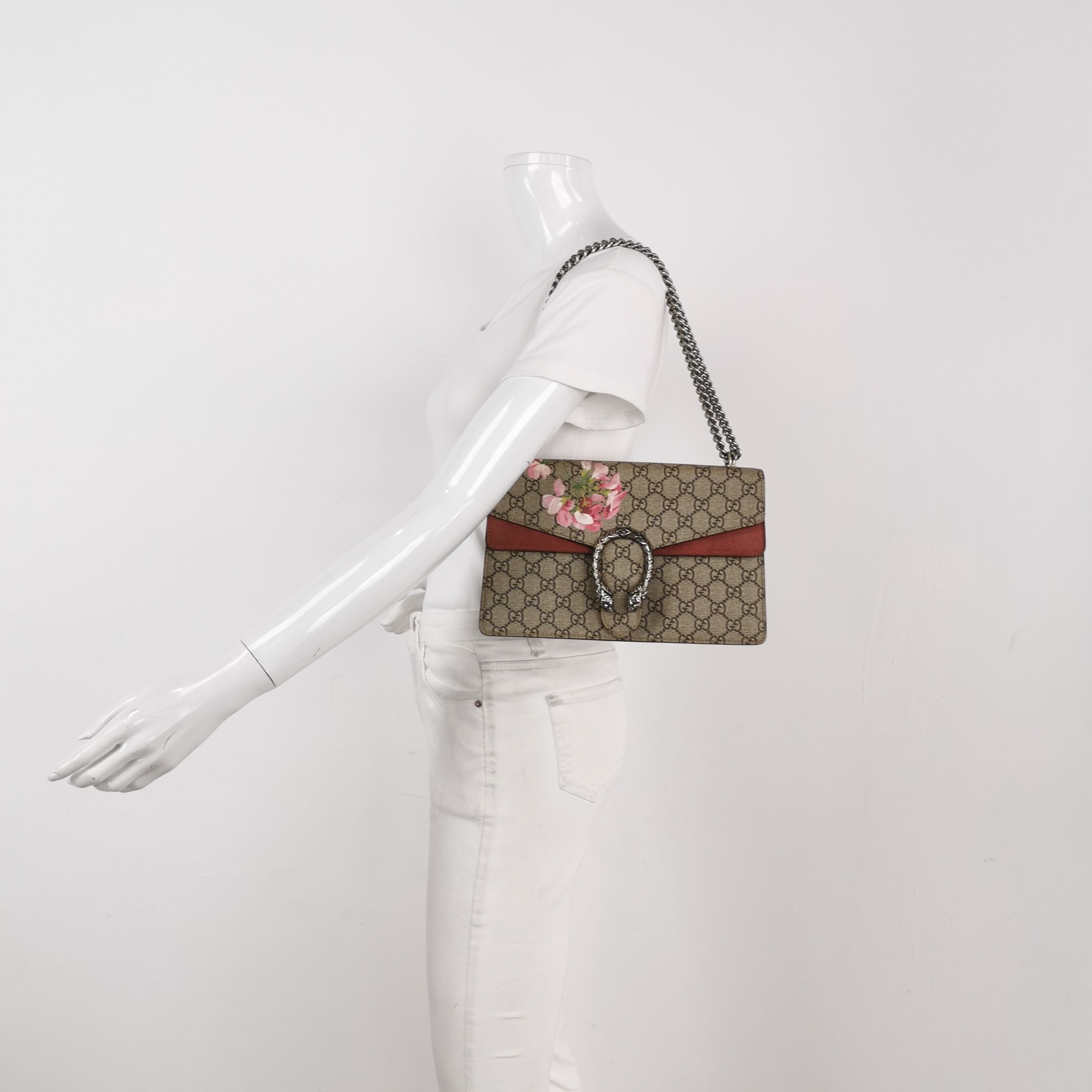 Gucci Dionysus Small Suede Floral Print Double Tiger Head Buckle Shoulder Bag 250430781173140