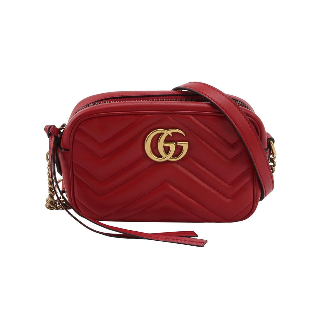 Gucci GG Marmont Mini Leather Solid V-Pattern Quilted Double G Logo Camera Bag Crossbody Shoulder Bag 250430781173268