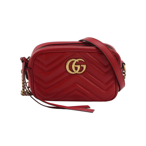 Gucci GG Marmont Mini Leather Solid V-Pattern Quilted Double G Logo Camera Bag Crossbody Shoulder Bag 250430781173268