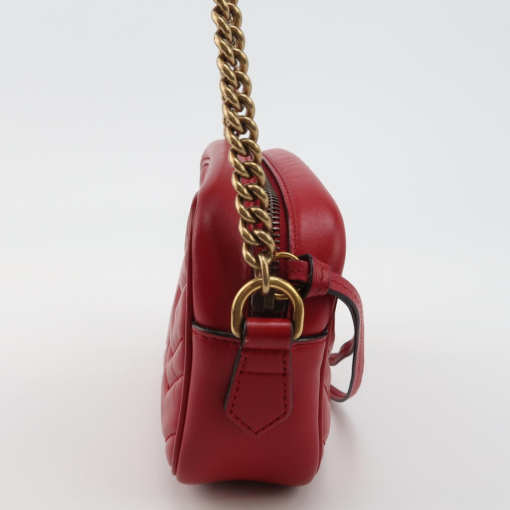 Gucci GG Marmont Mini Leather Solid V-Pattern Quilted Double G Logo Camera Bag Crossbody Shoulder Bag 250430781173268