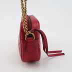 Gucci GG Marmont Mini Leather Solid V-stitch Quilted Double G Logo Camera Crossbody Shoulder Bag 250430781173271