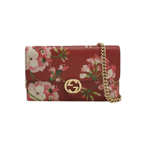 Gucci Interlocking G Leather Geranium Print Shoulder Bag 047853000311