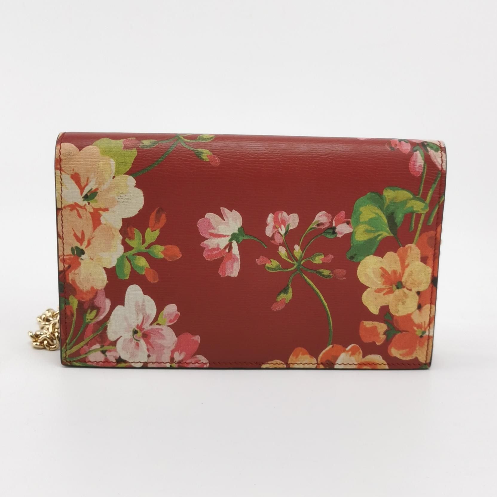 Gucci Interlocking G Leather Geranium Print Shoulder Bag 047853000311