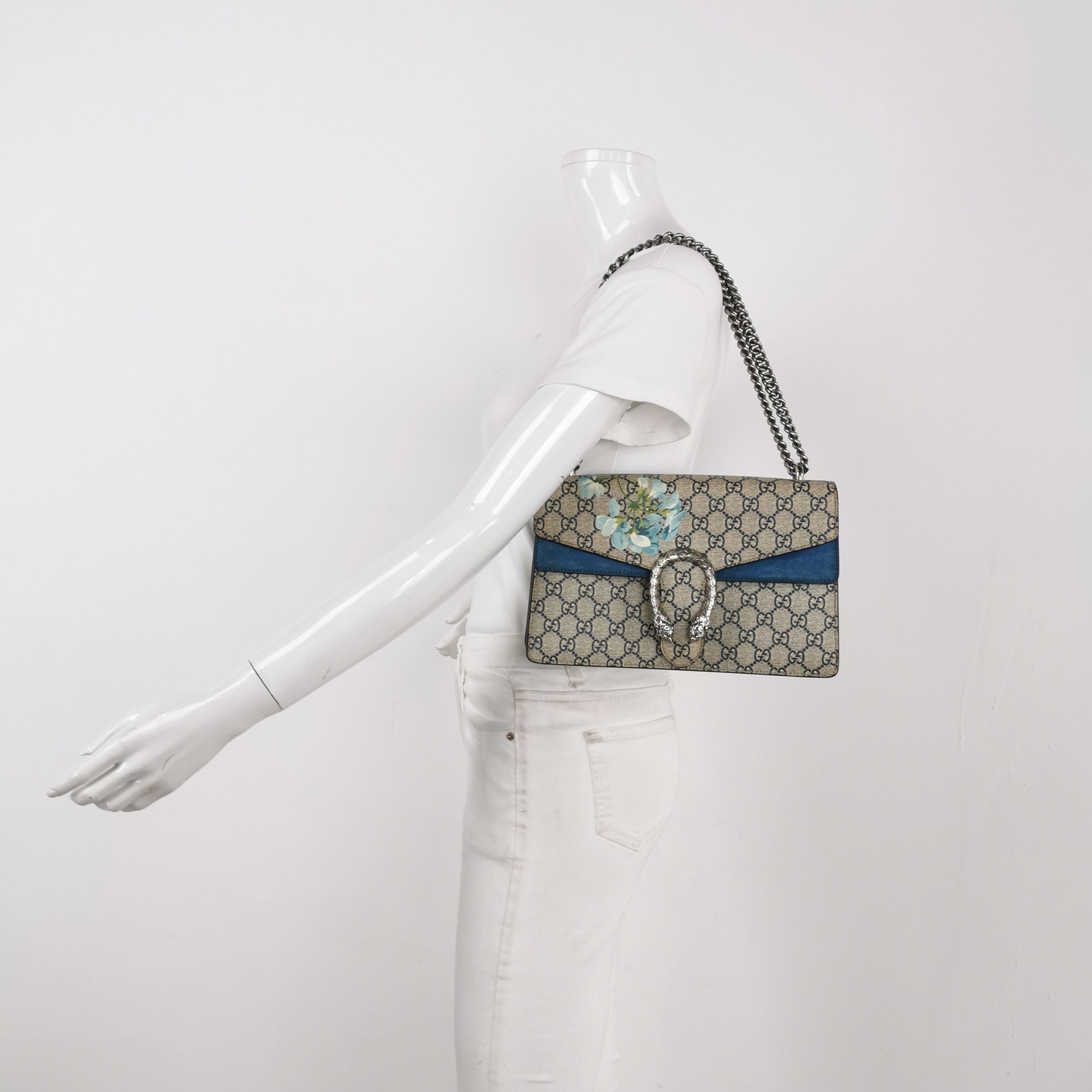 Gucci Dionysus Small Suede Floral Print Double Tiger Head Buckle Shoulder Bag 250430781173149