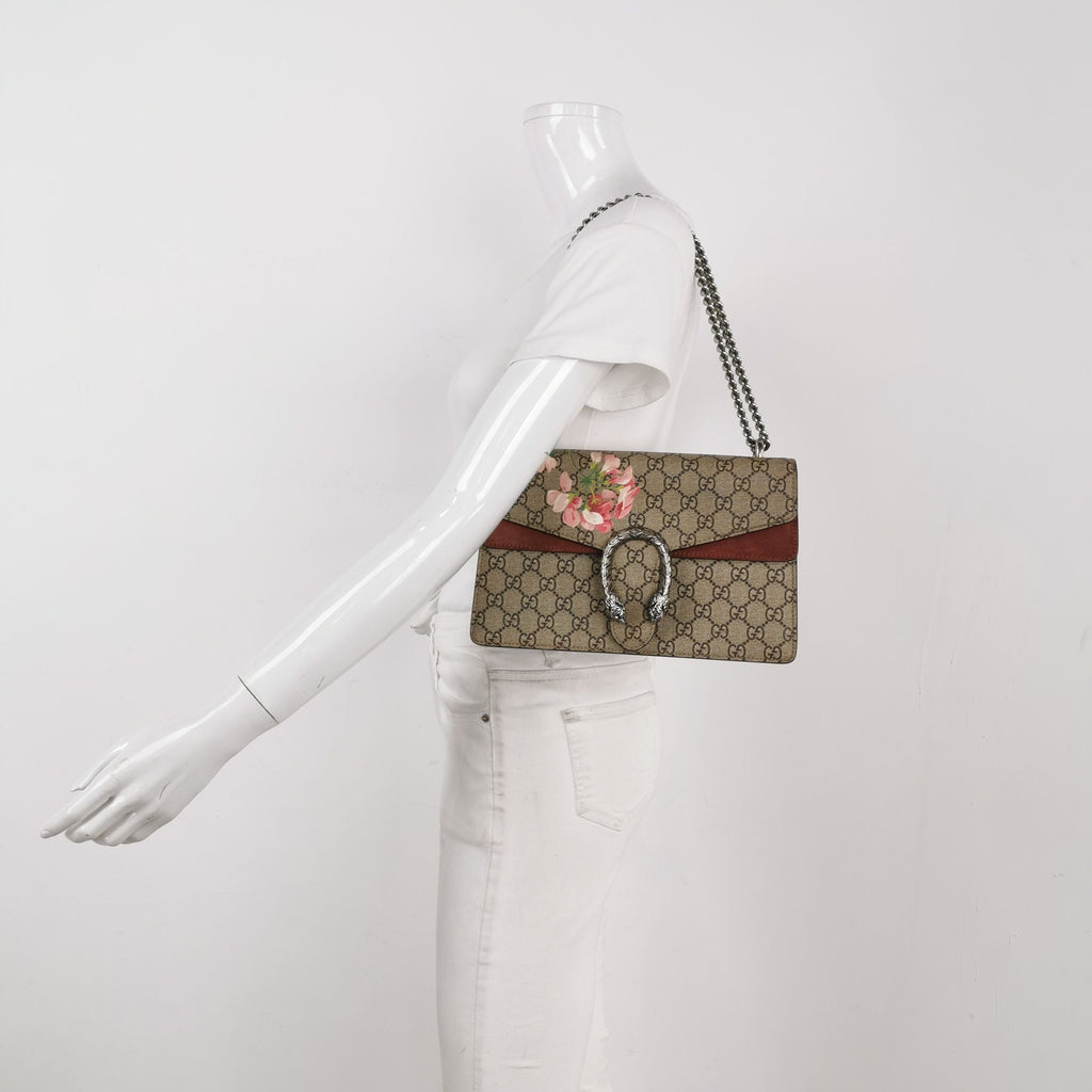 Gucci Dionysus Small Shoulder Bag in Suede with Floral Print and Double Tiger Head Buckle 250430781173184