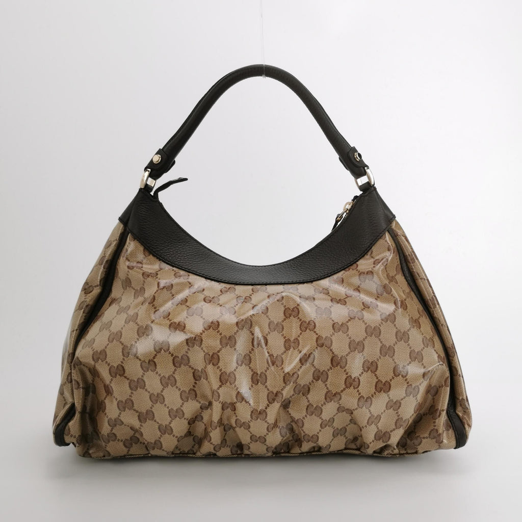 Gucci Abbey Leather Coated Canvas GG Monogram D-Ring Shoulder Bag 250430781172975