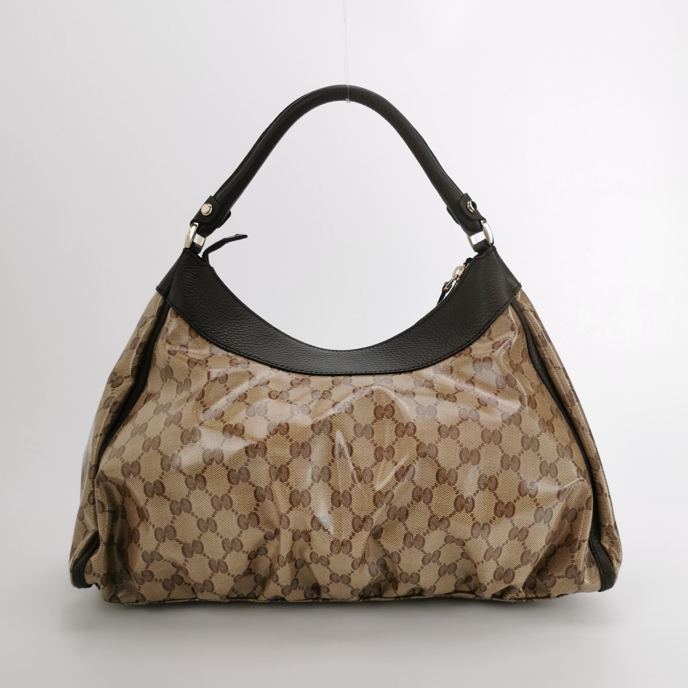 Gucci Abbey Leather Coated Canvas GG Monogram D-Ring Shoulder Bag 250430781172975