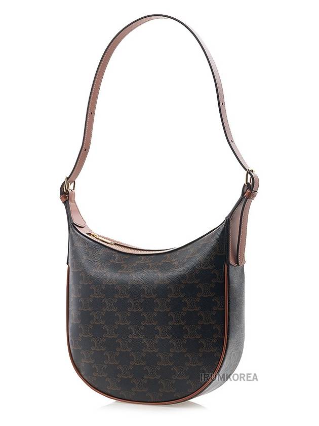 CELINE Heloise Triomphe Small Canvas Calfskin Shoulder Bag Tan