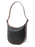 CELINE Heloise Triomphe Small Canvas Calfskin Shoulder Bag Tan