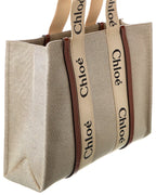 Chloe Woody Large Canvas & Leather Tote