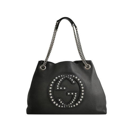 Gucci Soho Large Leather Studded GG Tote Shoulder Bag 250228781083805