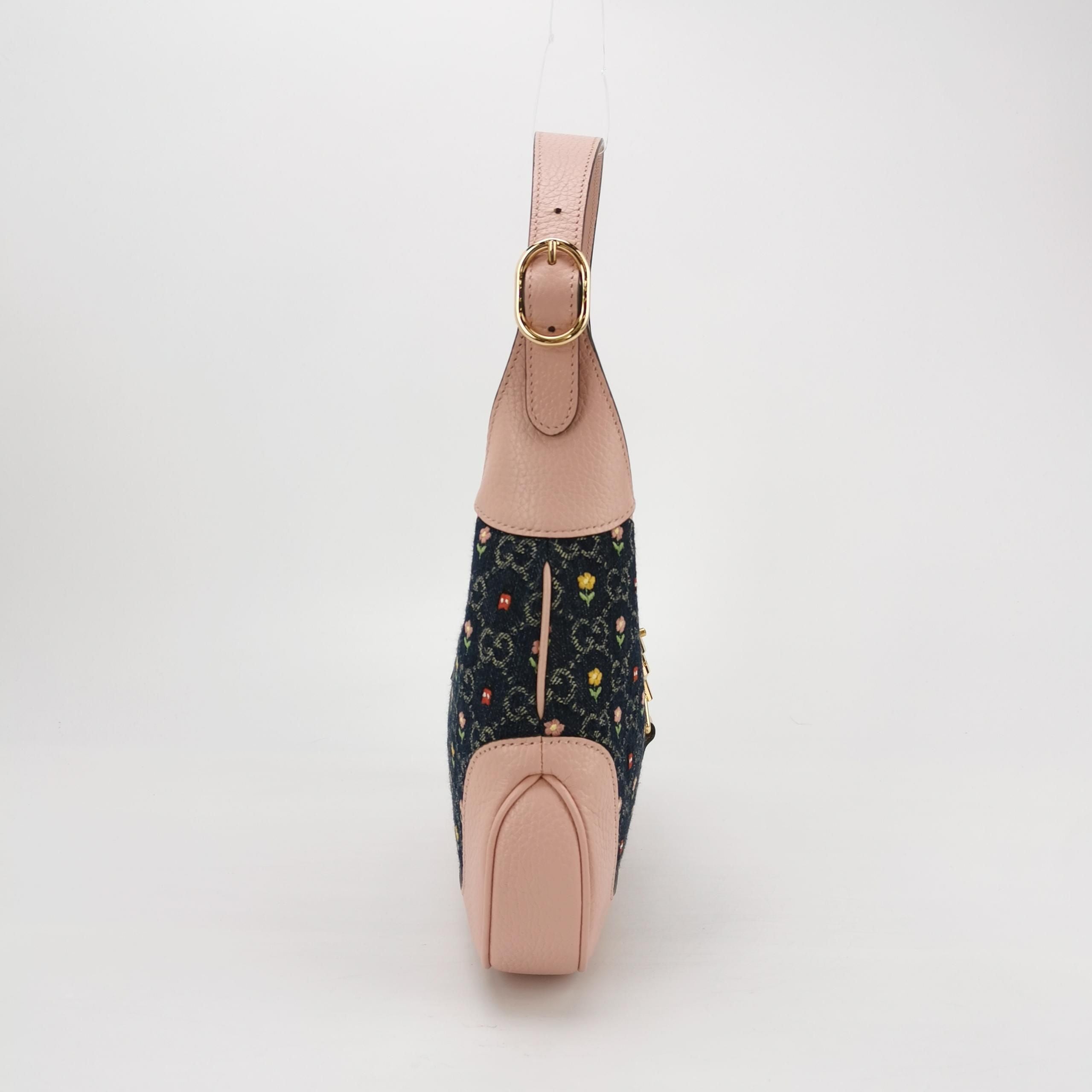 Gucci Jackie 1961 Small Leather and Denim Shoulder Bag 250502781174847