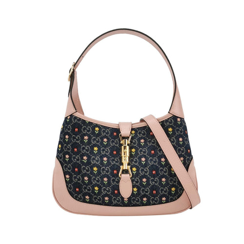 Gucci Jackie 1961 Small Leather and Denim Shoulder Bag 250502781174847