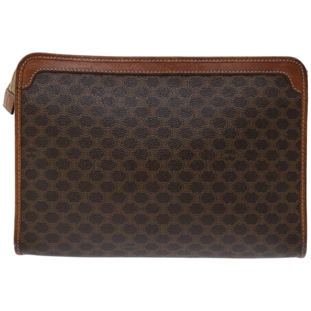 CELINE Macadam Canvas Clutch Bag PVC Brown Auth 68199
