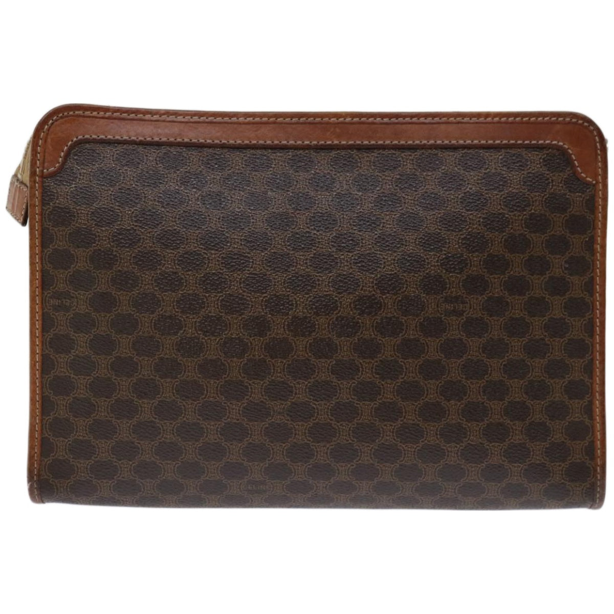 CELINE Macadam Canvas Clutch Bag PVC Brown Auth 68199