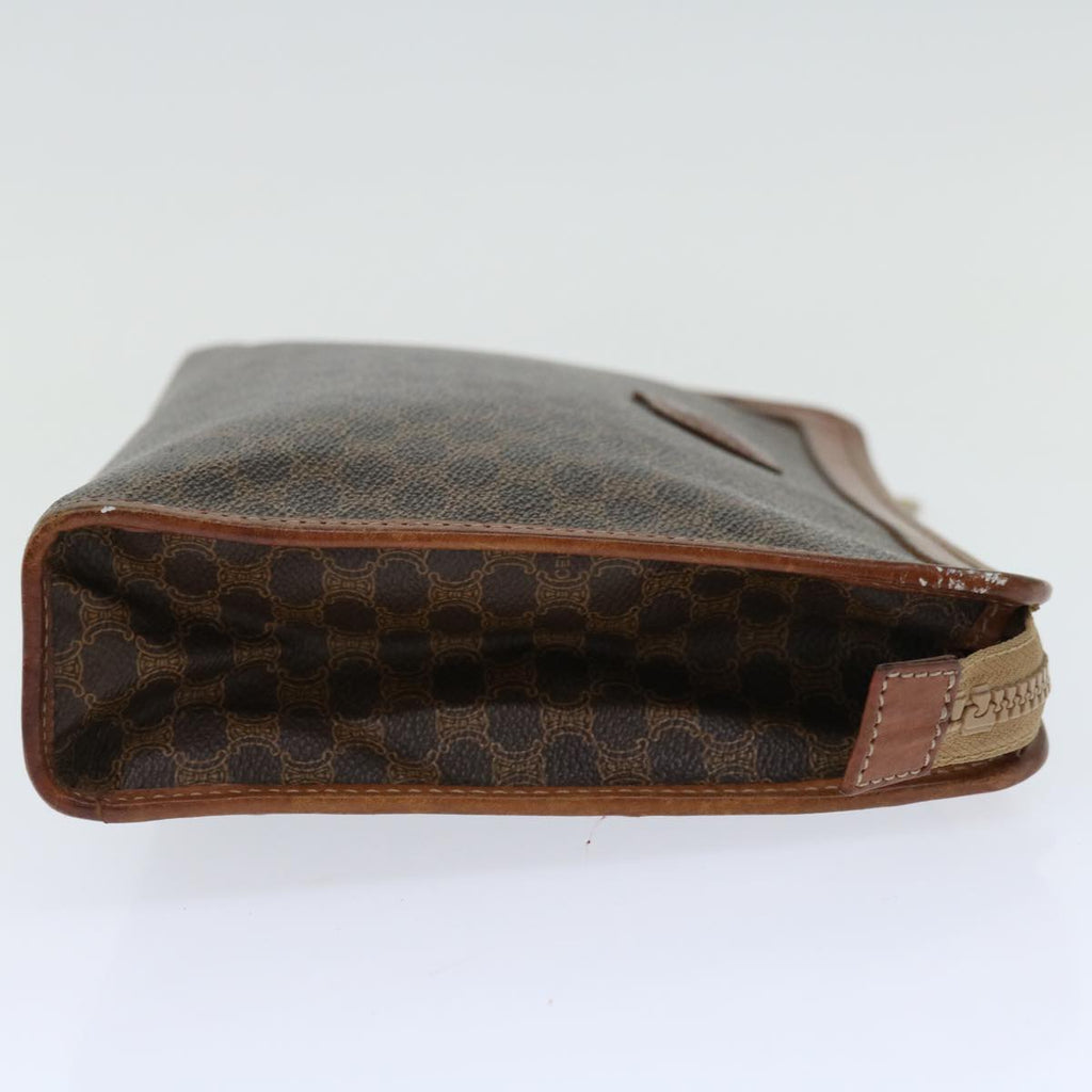 CELINE Macadam Canvas Clutch Bag PVC Brown Auth 68199