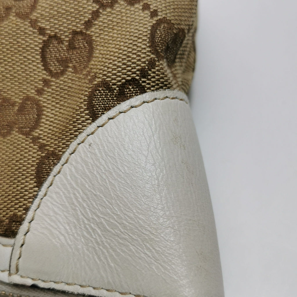 Gucci GG Canvas and Leather Zip Top Handle Shoulder Bag 250501781174503