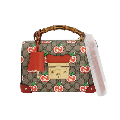 Gucci Padlock Small Leather Double G Apple Print Lock Bamboo Handle Shoulder Bag 250502781175693