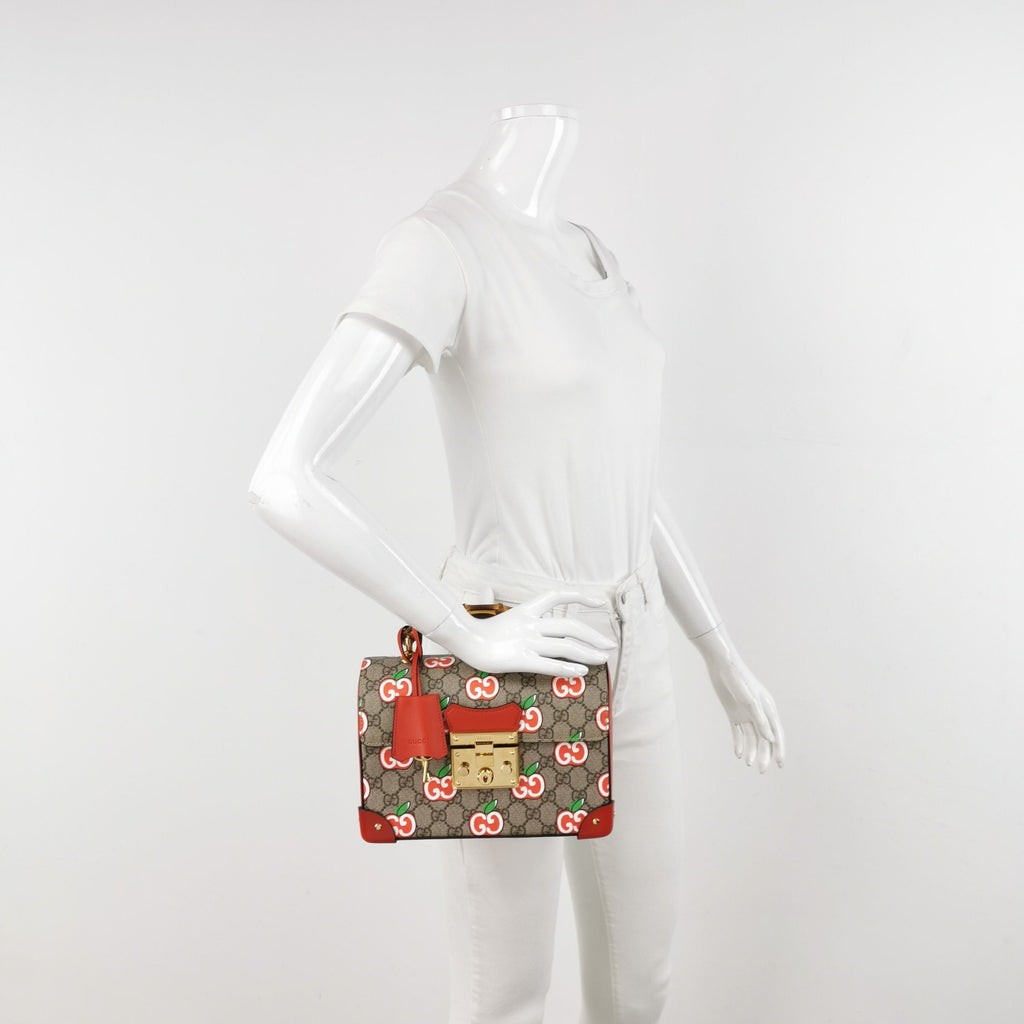 Gucci Padlock Small Leather Double G Apple Print Lock Bamboo Handle Shoulder Bag 250502781175693