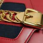 Gucci Sylvie Mini Leather Crossbody Bag with Ribbon and Metal Buckle 057850100218