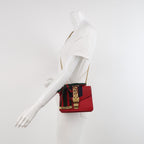 Gucci Sylvie Mini Leather Crossbody Bag with Ribbon and Metal Buckle 057850100218