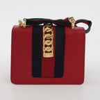 Gucci Sylvie Mini Leather Crossbody Bag with Ribbon and Metal Buckle 057850100218