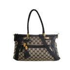 Gucci Bella Series Leather Canvas Bow Decorated Woven Handle Shoulder Bag 250428781169715