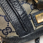 Gucci Bella Series Leather Canvas Bow Decorated Woven Handle Shoulder Bag 250428781169715