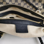 Gucci Bella Series Leather Canvas Bow Decorated Woven Handle Shoulder Bag 250428781169715