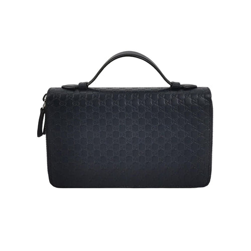 Gucci Calfskin Solid Double C Monogram Zip Top Handle Bag 250427781168488