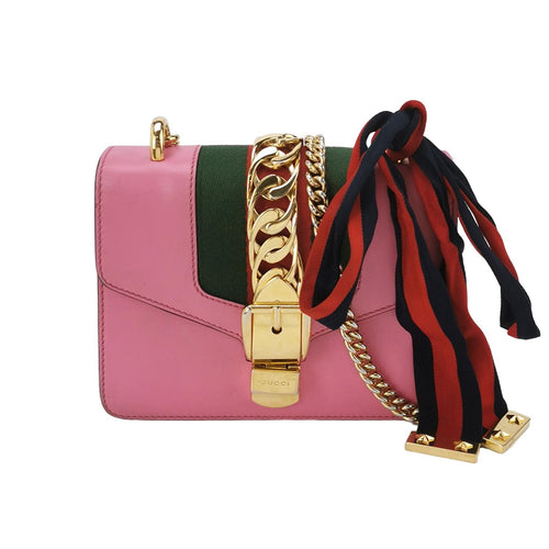 Gucci Sylvie Mini Leather and Canvas Shoulder Bag 250428781169065
