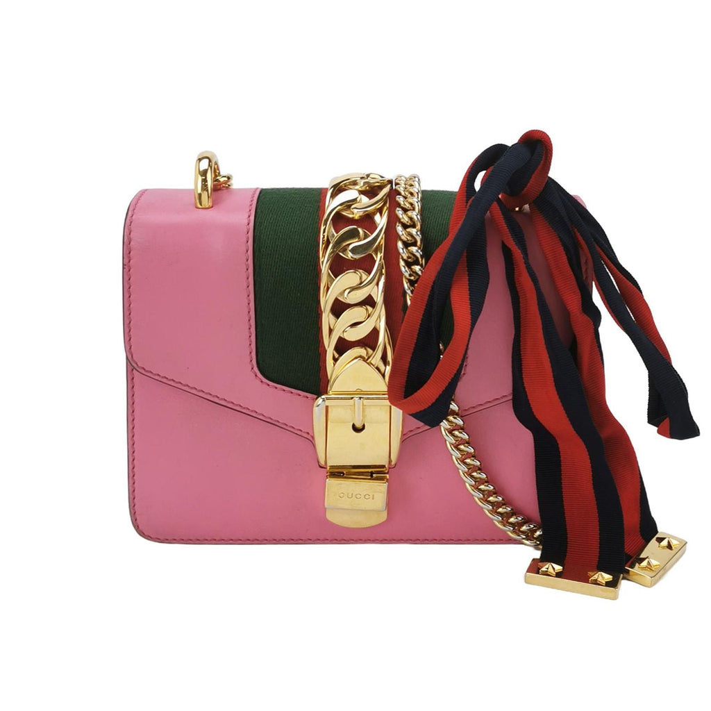 Gucci Sylvie Mini Leather and Canvas Shoulder Bag 250428781169065