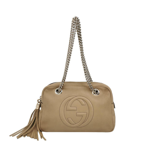 Gucci Soho Leather Tassel-Embellished GG Boston Shoulder Bag 250427781168435