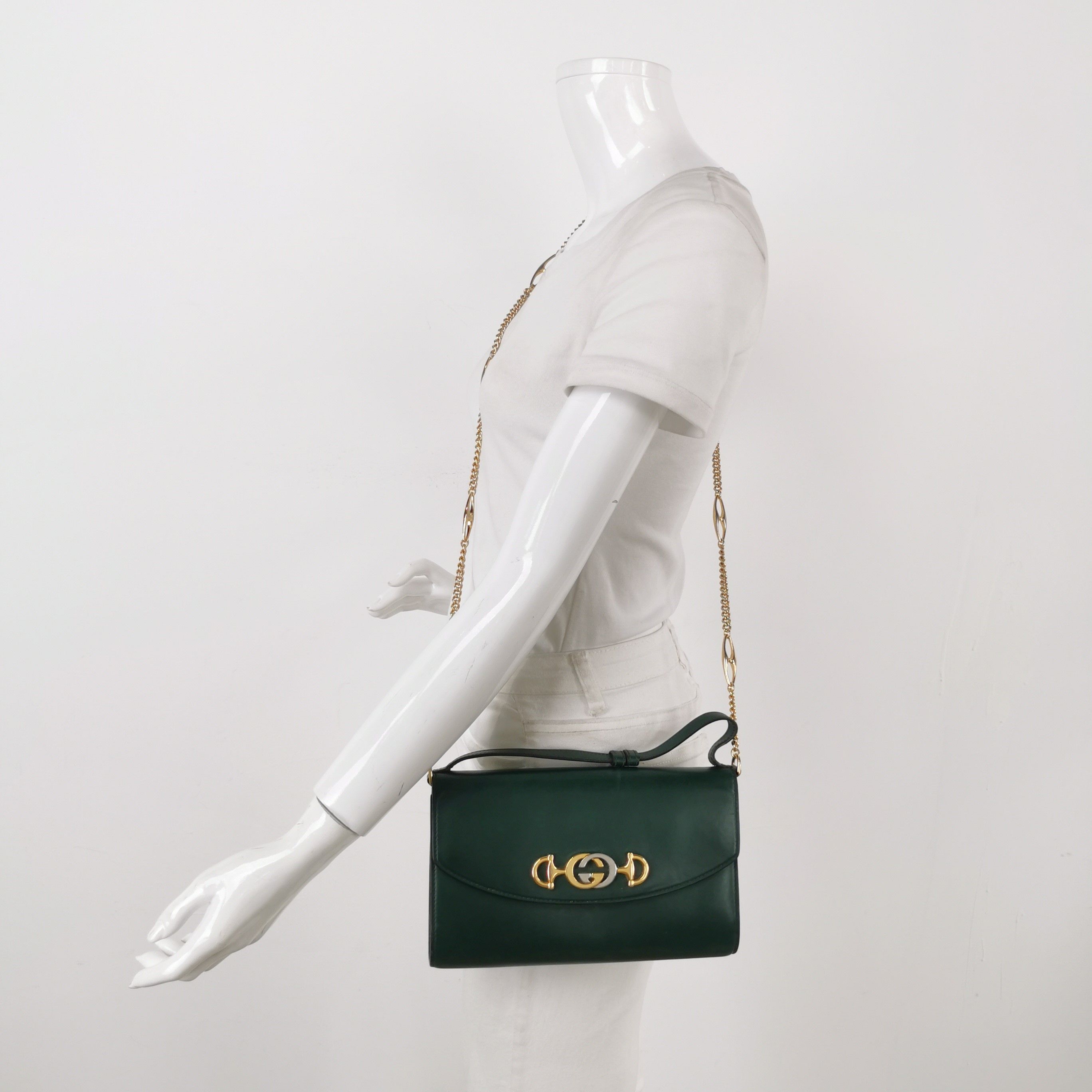 Gucci Zumi Leather Solid Double G Horsebit Crossbody Shoulder Bag 250426781166098